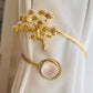 Curtain Ring Tieback | Tree Design | Luxury Pearl Stone & Metal - Curtain Accessory (Photo 4)