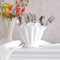 White Shell Cutlery Holder – Matte Ceramic Utensil Stand