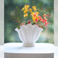 White Shell Cutlery Holder – Matte Ceramic Utensil Stand