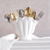 White Shell Cutlery Holder – Matte Ceramic Utensil Stand