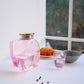 Borosilicate Glass Jug with Gold Lid | Heat-Resistant Water & Beverage Pitcher | Brown/Pink