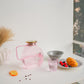 Pink borosilicate jug with gold lid – high-quality drinkware