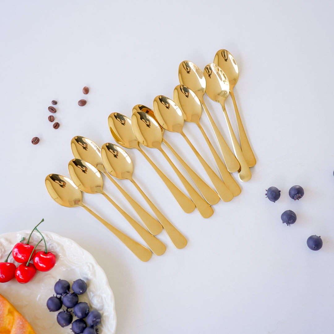 Dinner Spoons  – Set of 6 / 12 | Silver & Gold | 304 Stainless Steel