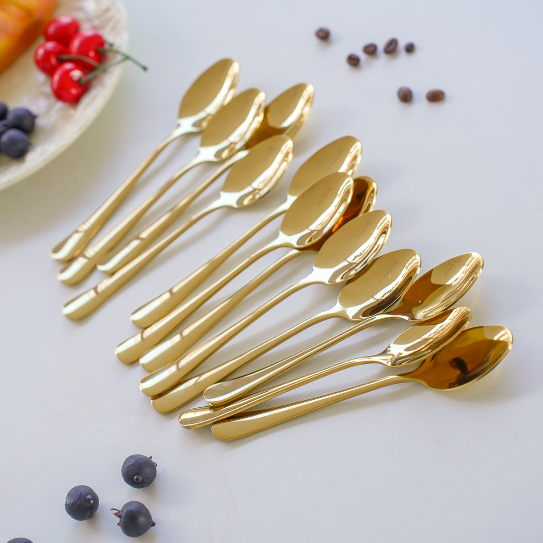 Dinner Spoons  – Set of 6 / 12 | Silver & Gold | 304 Stainless Steel