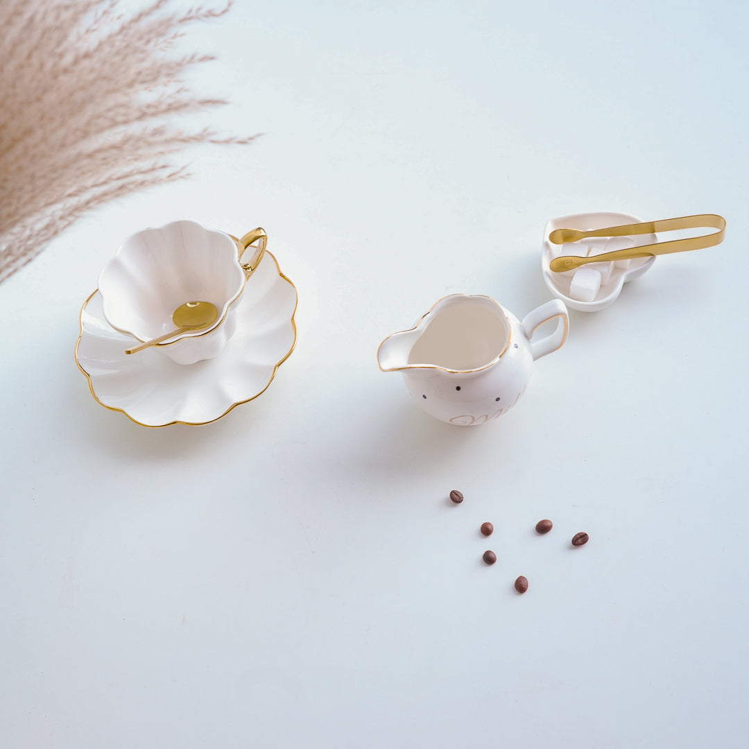 Luxury Porcelain Milk & Creamer Jar with Gold Rim – 100 ml