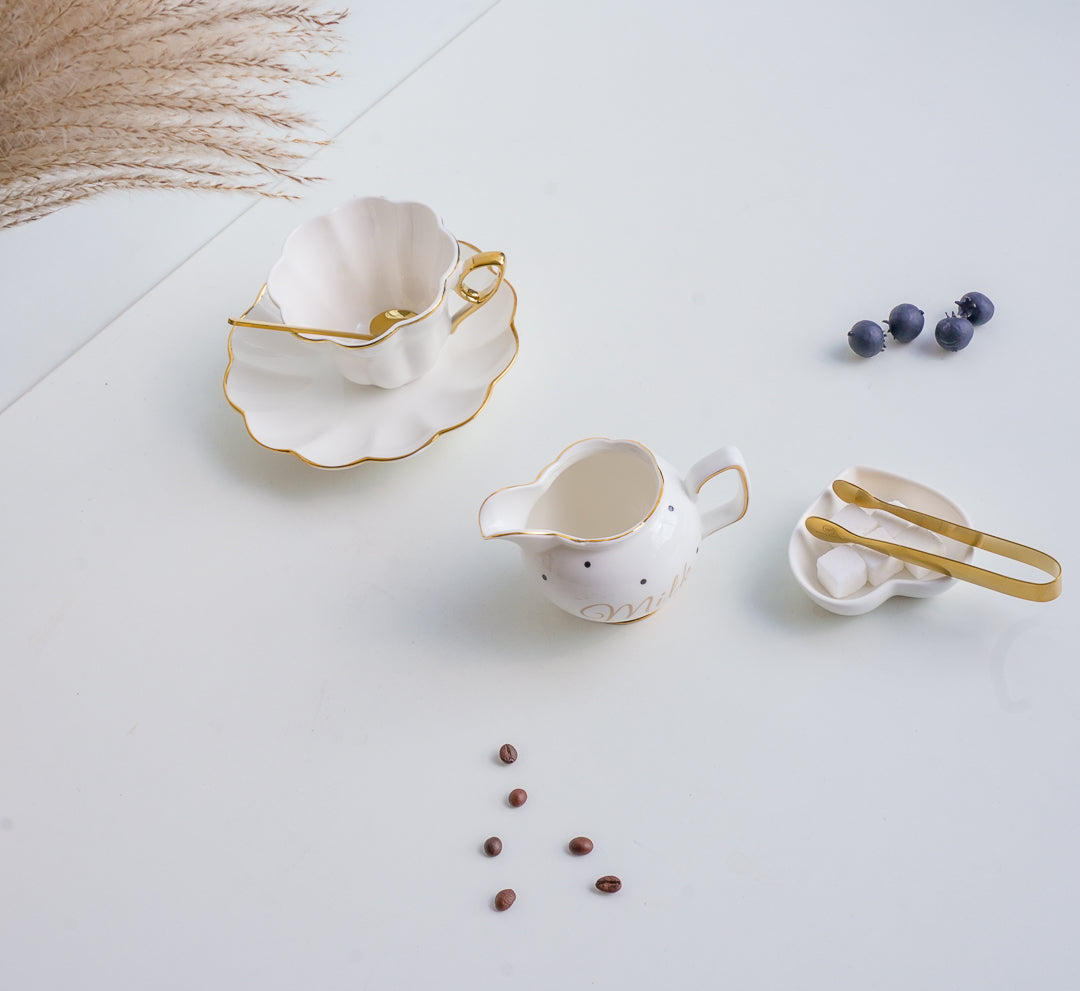 Luxury Porcelain Milk & Creamer Jar with Gold Rim – 100 ml