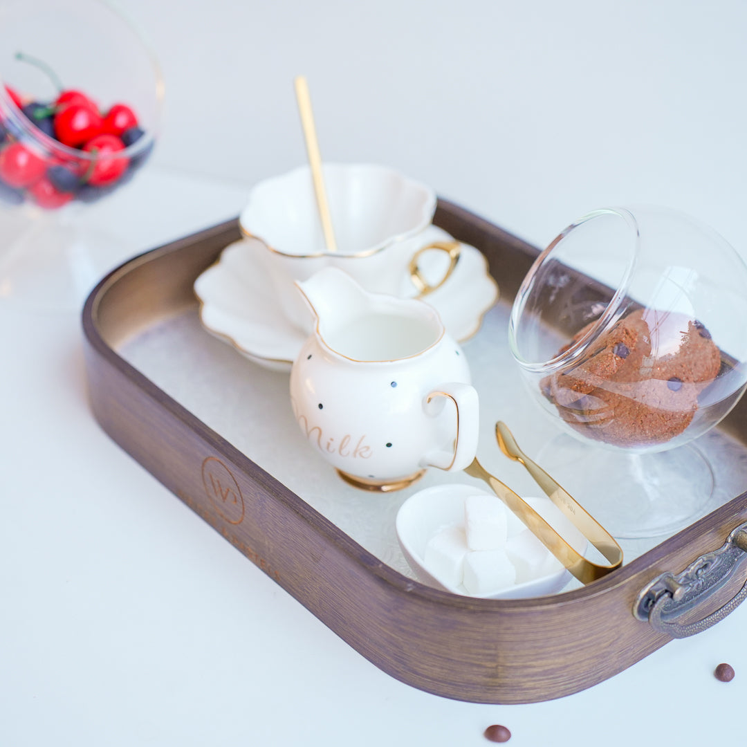 Luxury Porcelain Milk & Creamer Jar with Gold Rim – 100 ml