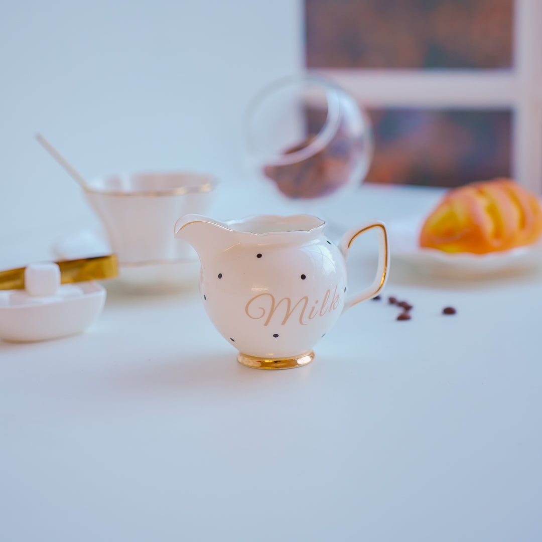 Luxury Porcelain Milk & Creamer Jar with Gold Rim – 100 ml