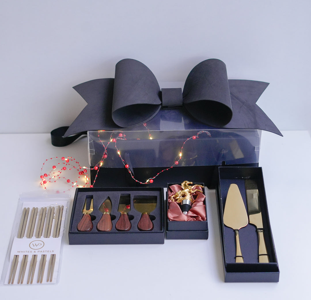 Wine & Cheese Gift Hamper in a Bow Box – 4 Curated Sets