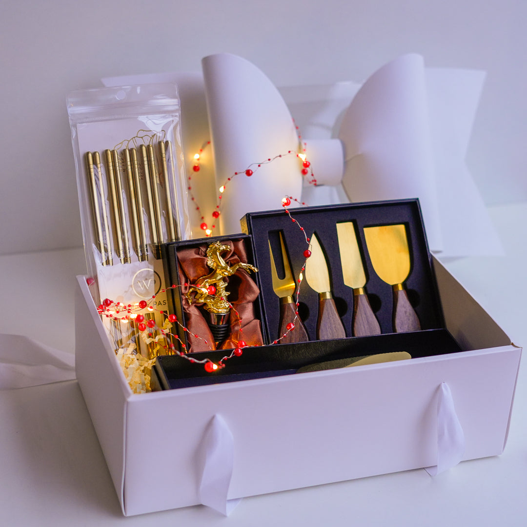 Wine & Cheese Gift Hamper in a Bow Box – 4 Curated Sets