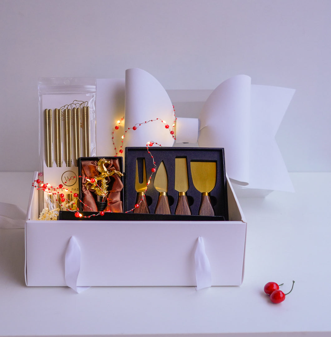 Wine & Cheese Gift Hamper in a Bow Box – 4 Curated Sets