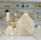 Borosilicate Glass Jug with Gold Lid | Heat-Resistant Water & Beverage Pitcher | Brown/Pink