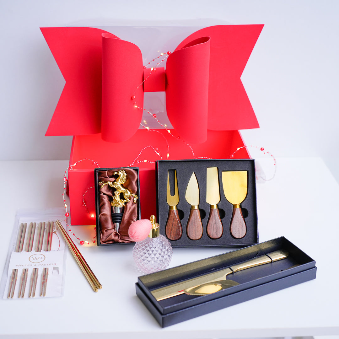 Wine & Cheese Gift Hamper in a Bow Box – 4 Curated Sets