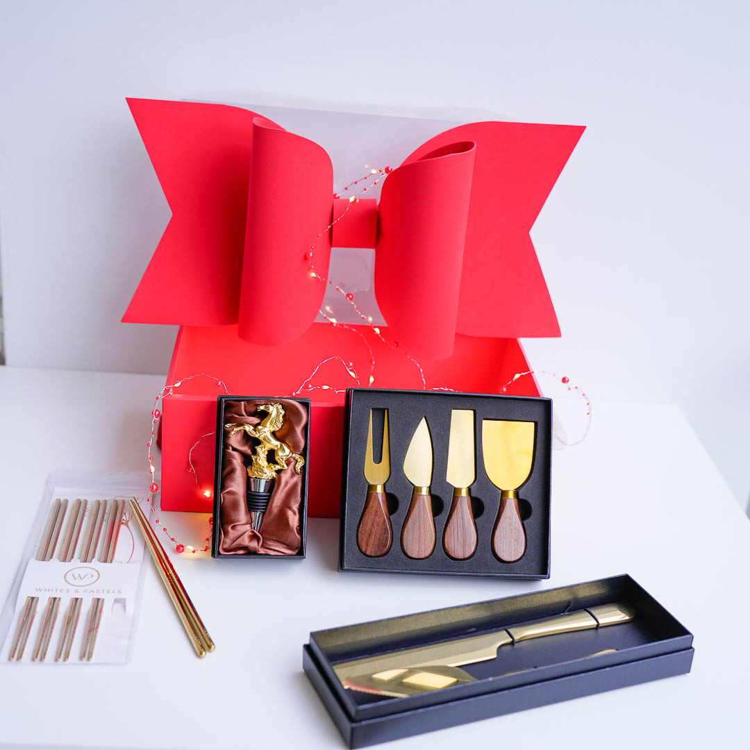 Wine & Cheese Gift Hamper in a Bow Box – 4 Curated Sets