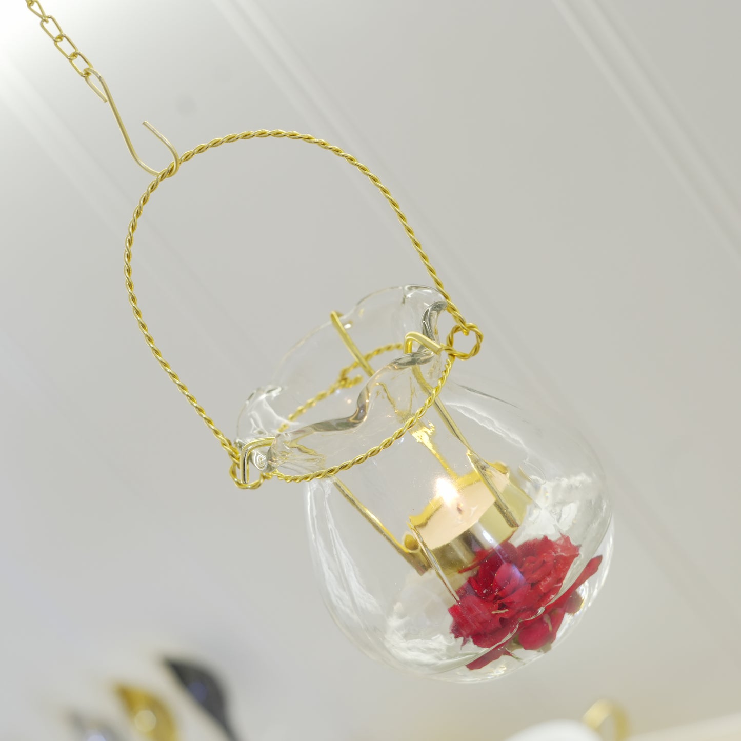 Hanging Tealight Candle Holder Lantern with Glass Vase