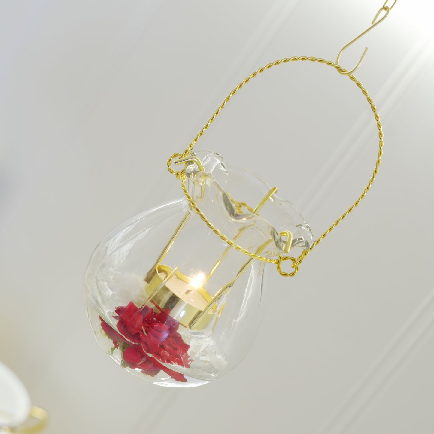 Hanging Tealight Candle Holder Lantern with Glass Vase