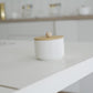 Small White Ceramic Jar with Wooden Lid – 200 ml Multipurpose Storage Container