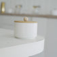 Small White Ceramic Jar with Wooden Lid – 200 ml Multipurpose Storage Container