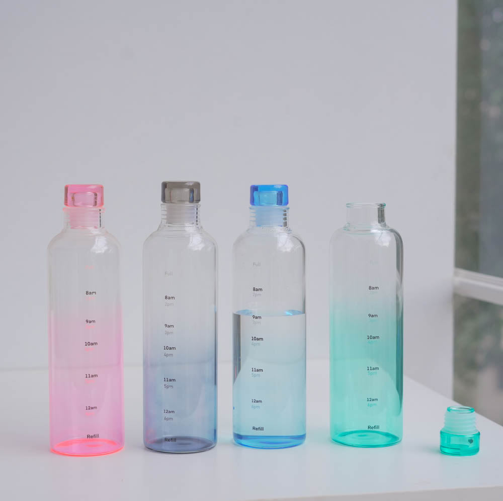 Borosilicate Glass Water Bottle (500ml) – 4 color options
