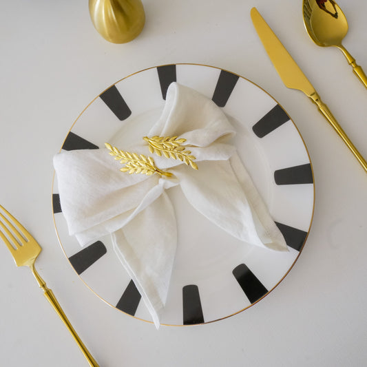 Gold Napkin Rings – Leaf Design - Set of 4, 6, or 8 (Elegant Metal Napkin Holders for Table Decor)