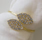 Metal Napkin Rings - Sleek Gold leaf with Stonework – (Set of 4/6/8) Elegant & Classy Design, Perfect for Gifting