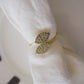 Metal Napkin Rings - Sleek Gold leaf with Stonework – (Set of 4/6/8) Elegant & Classy Design, Perfect for Gifting
