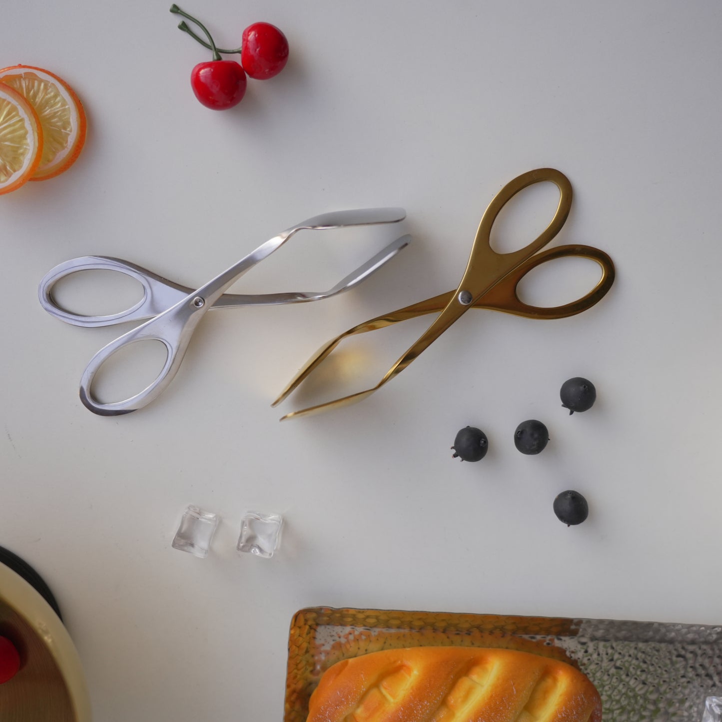 Small Clip Tong | Scissors shape | Gold Silver | Stainless Steel