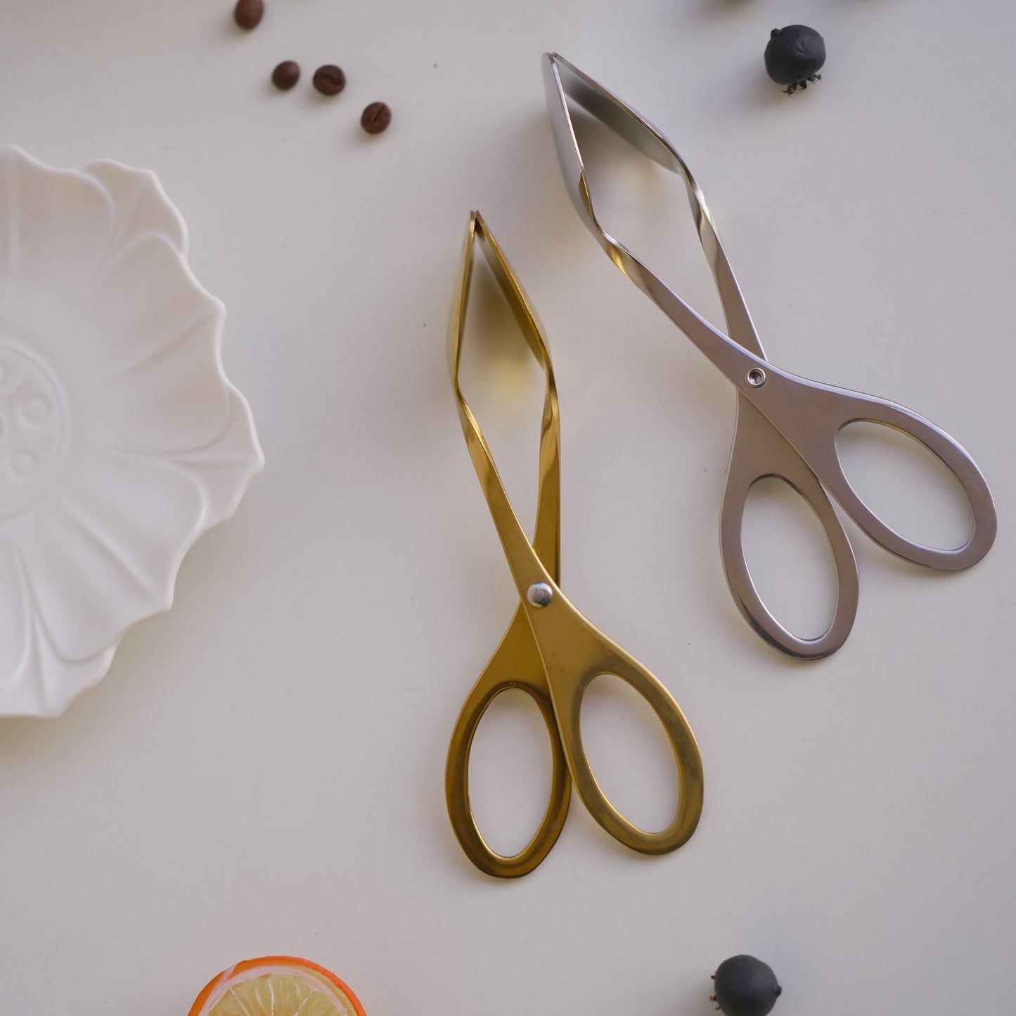 Small Clip Tong | Scissors shape | Gold Silver | Stainless Steel