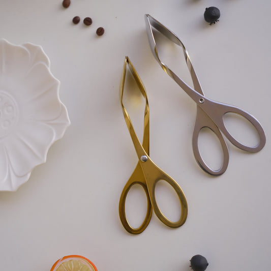 Small Clip Tong | Scissors shape | Gold Silver | Stainless Steel