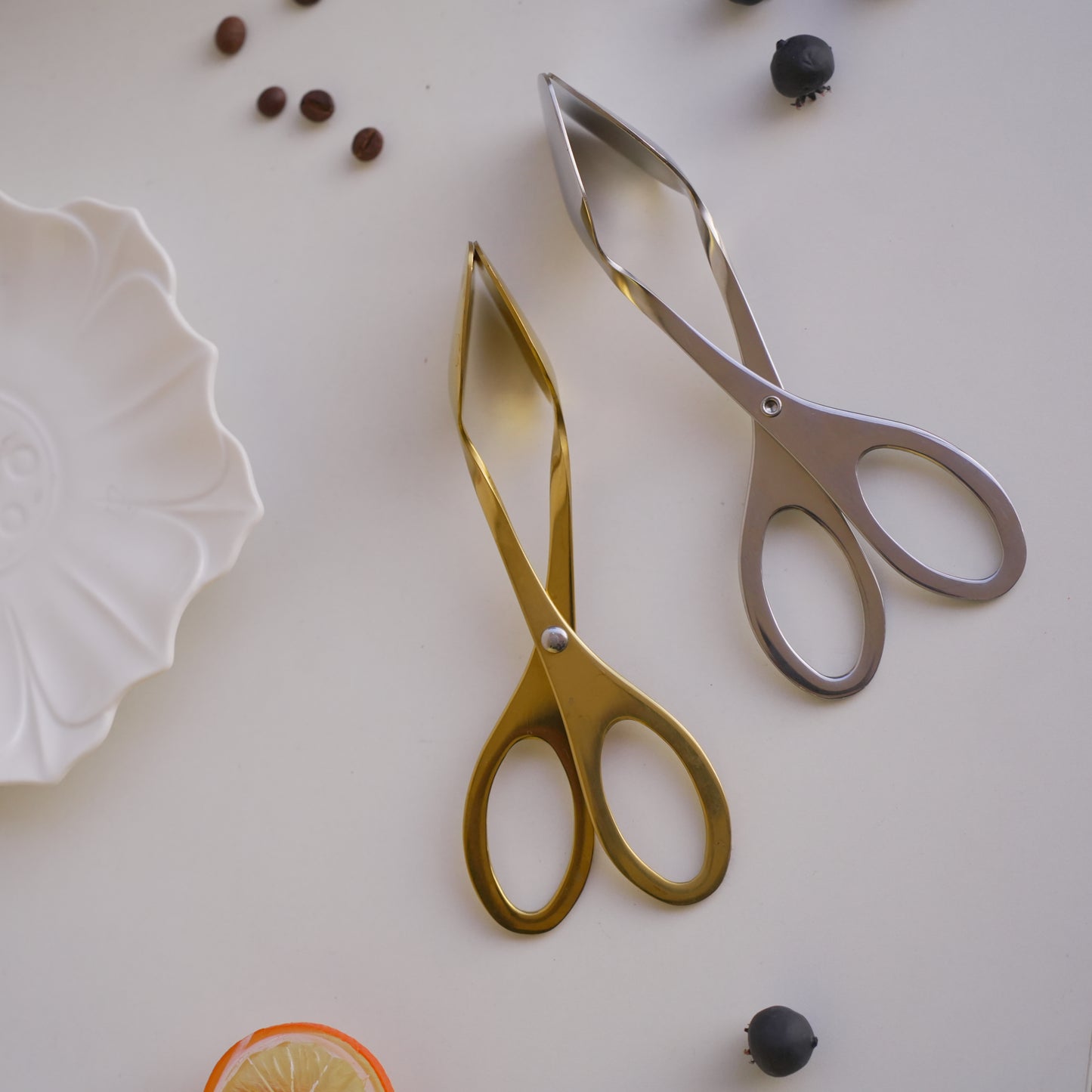 Small Clip Tong | Scissors shape | Gold Silver | Stainless Steel