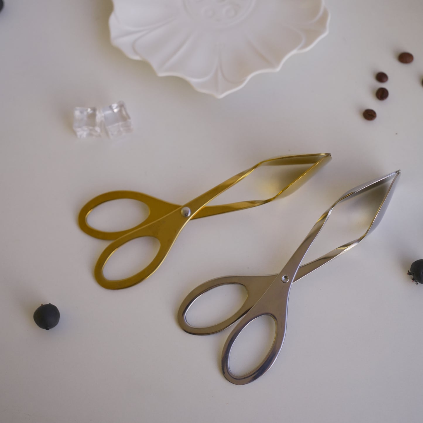 Small Clip Tong | Scissors shape | Gold Silver | Stainless Steel