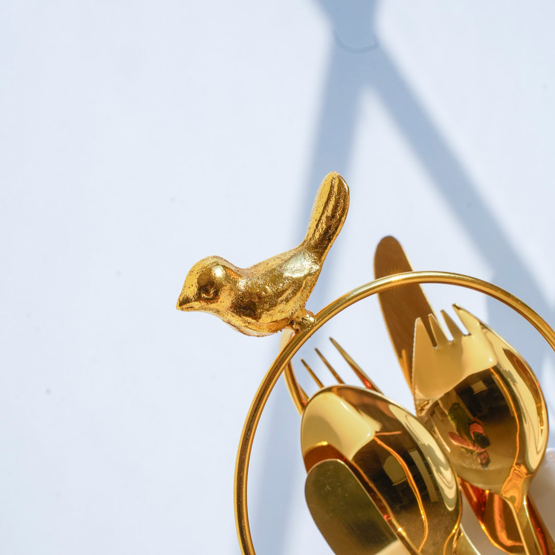 Cutlery Stand - Large size - White & Gold - Multipurpose Dining and Home Decor Organizer