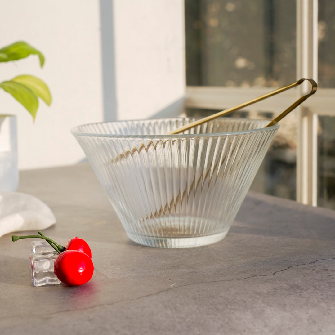 Glass Serving Bowl |  Fluted design