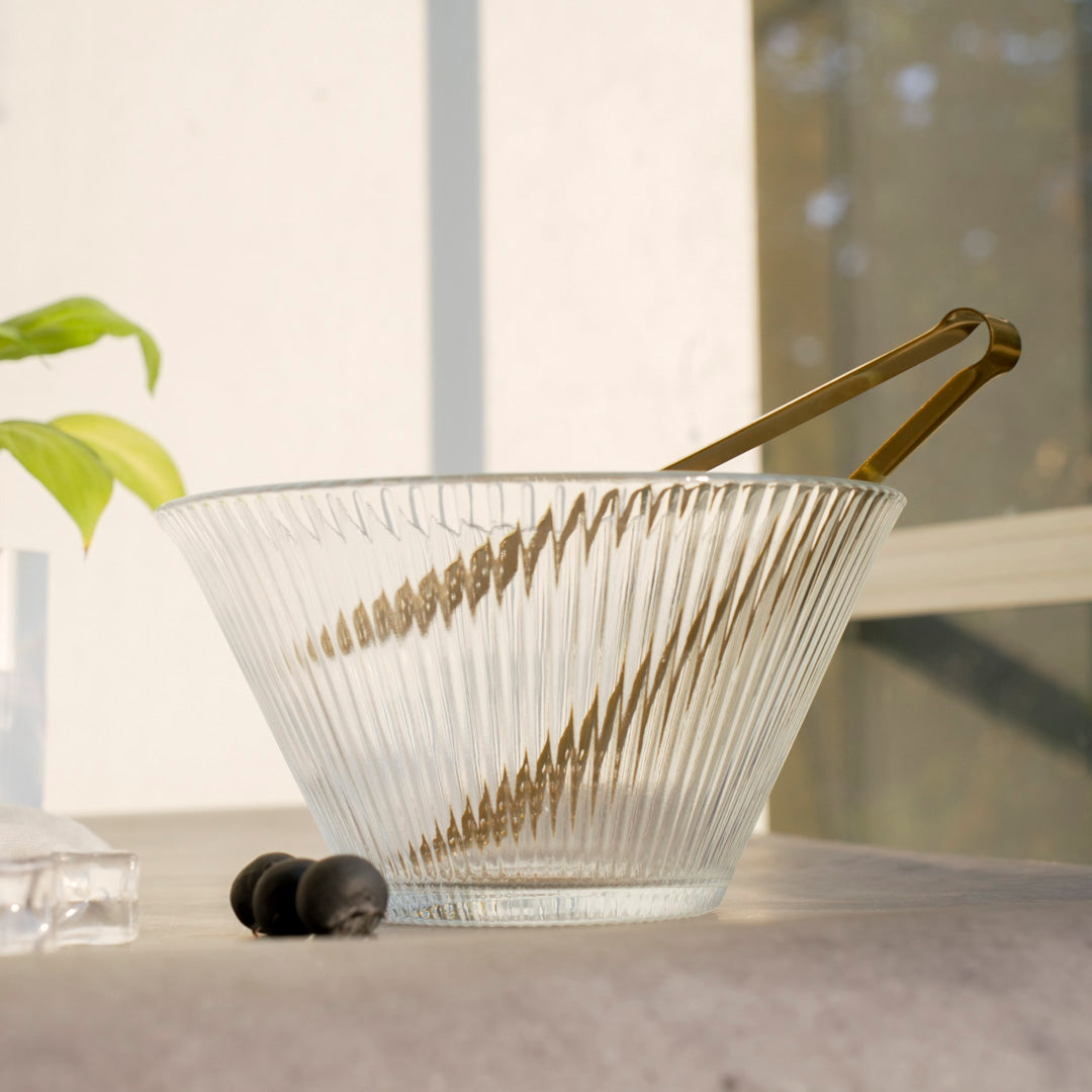 Glass Serving Bowl |  Fluted design