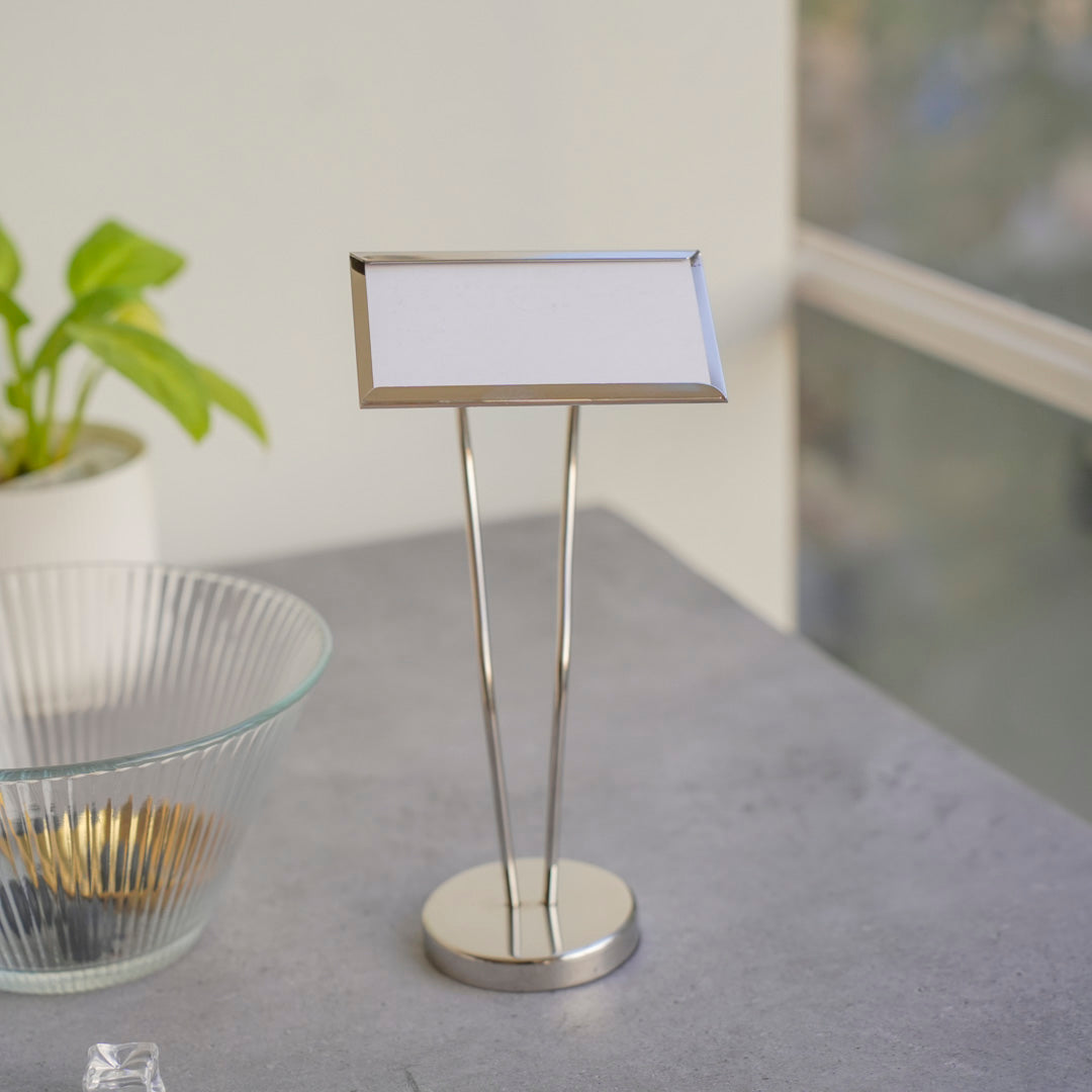 Luxury Metal Buffet Dish Name Stand – Gold & Silver | 8-Inch Table Display Stand for Events, Restaurants & Home Entertaining