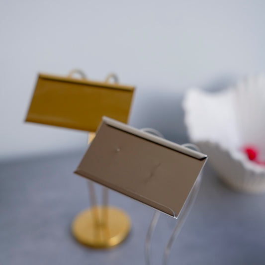 Luxury Metal Buffet Dish Name Stand – Gold & Silver | 8-Inch Table Display Stand for Events, Restaurants & Home Entertaining