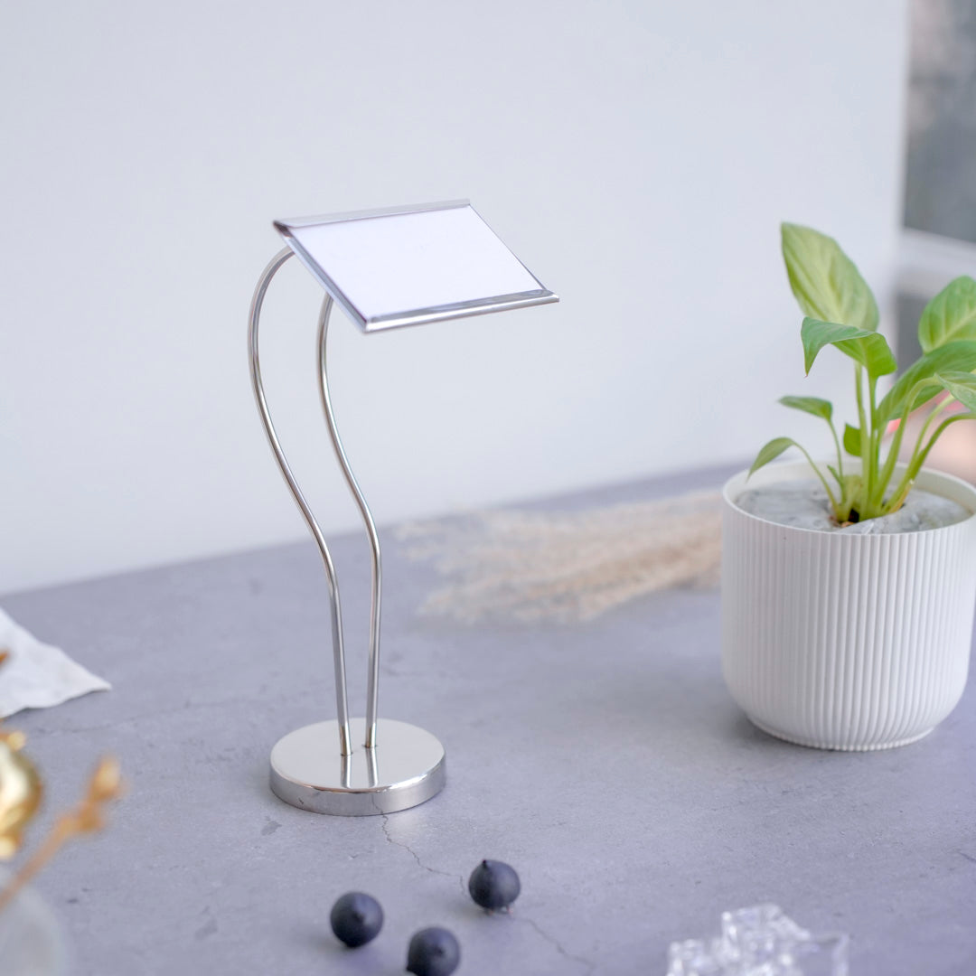 Luxury Metal Buffet Dish Name Stand – Gold & Silver | 8-Inch Table Display Stand for Events, Restaurants & Home Entertaining