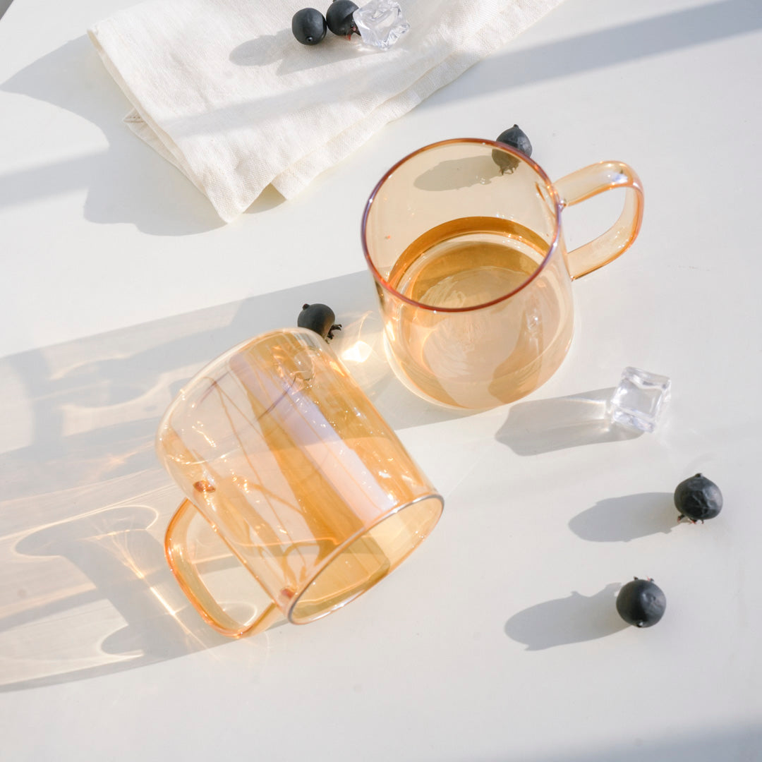 Cup with Gold Lustre | Borosilicate Glass – 300 ml | Amber