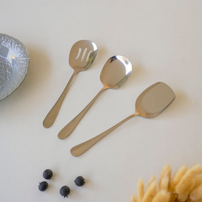 Set of 3 Serving Spoons for dry items | Luxury | Stainless Steel