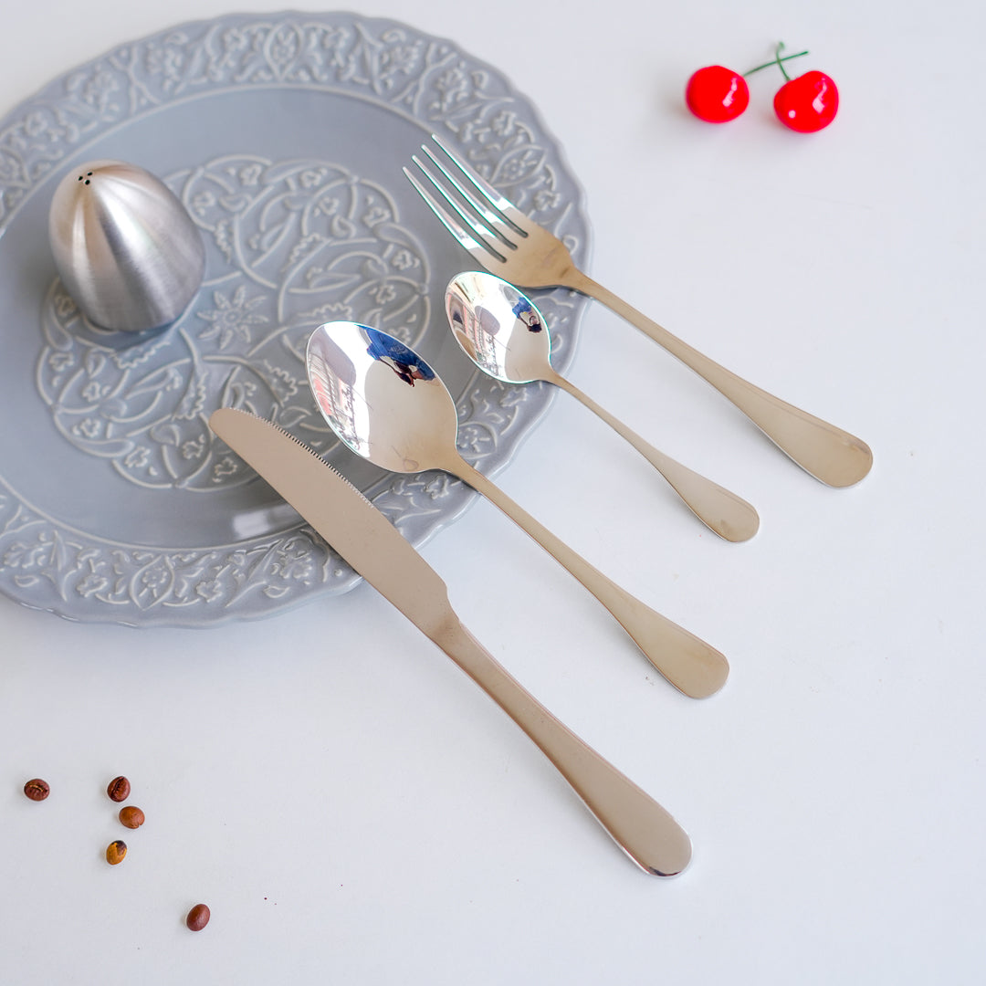 Cutlery Set - 304 Stainless Steel - Set of 24 - Silver