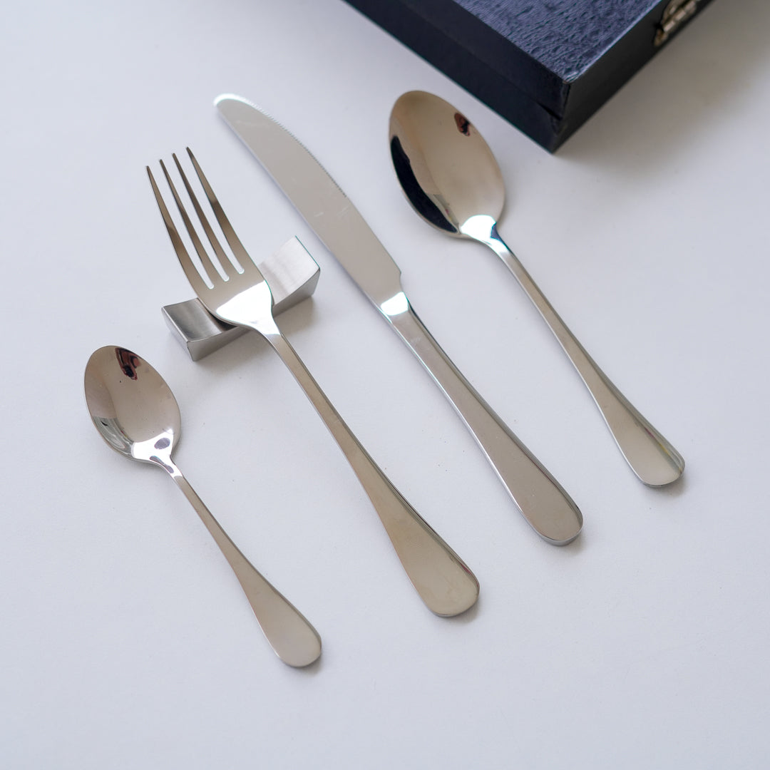 Cutlery Set - 304 Stainless Steel - Set of 24 - Silver