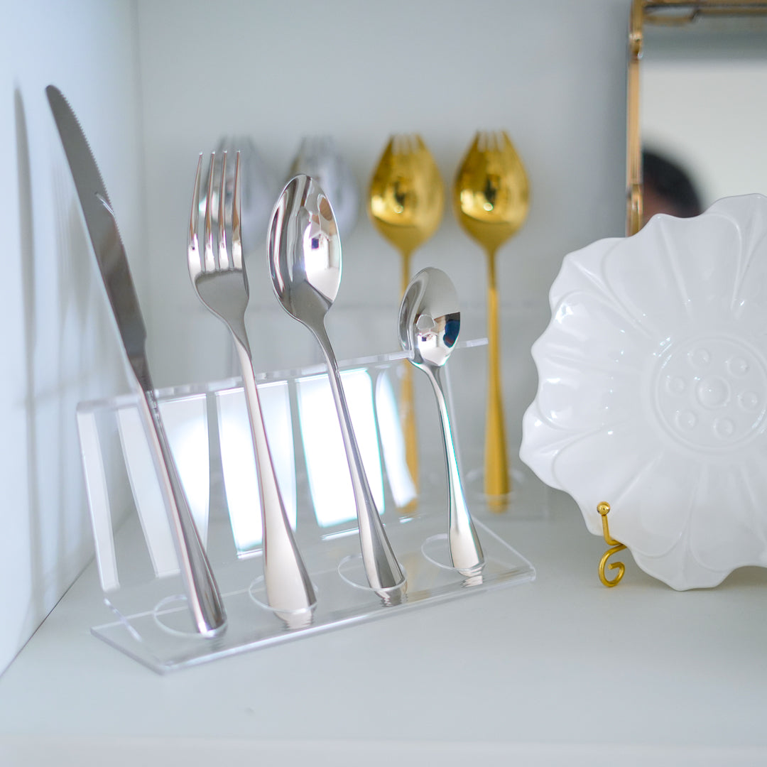 Cutlery Set - 304 Stainless Steel - Set of 24 - Silver