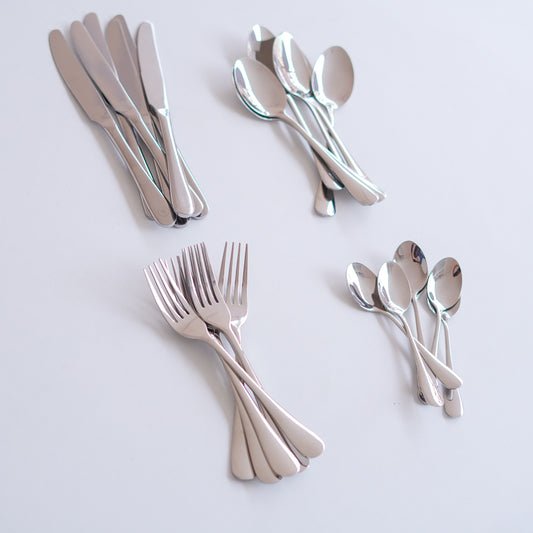 Cutlery Set - 304 Stainless Steel - Set of 24 - Silver