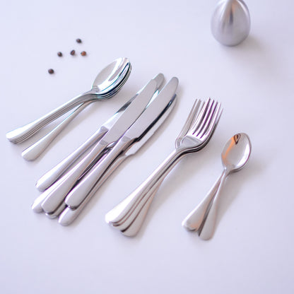Cutlery Set - 304 Stainless Steel - Set of 24 - Silver