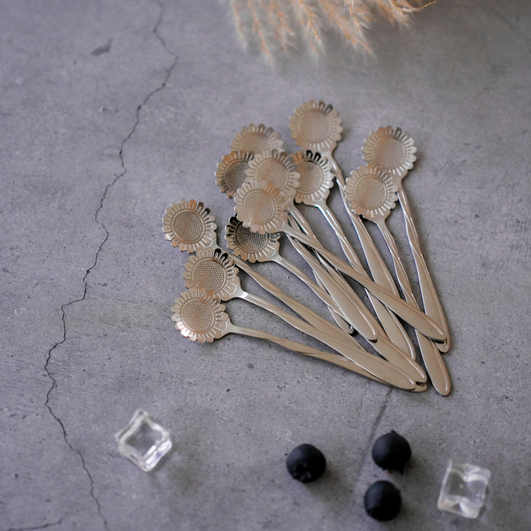 Sunflower Silver Dessert, Tea & Stirrer Spoons – Set of 6