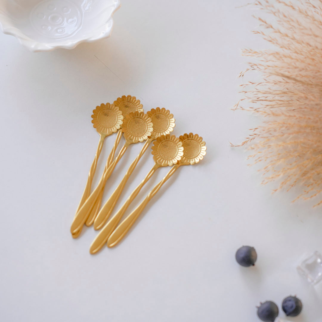 Sunflower Gold PVD Dessert & Tea Spoons (Set of 6 & 12)