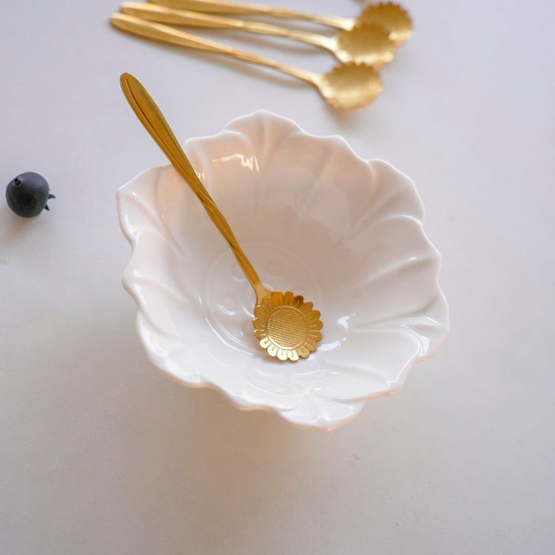 Sunflower Gold PVD Dessert & Tea Spoons (Set of 6 & 12)