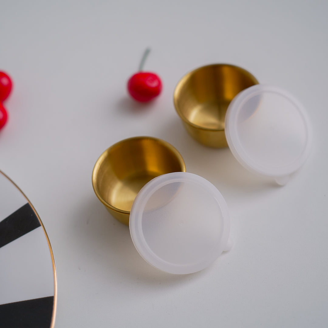 Set of 2 Stainless Steel Dip Bowls with Lids – 40ml & 70ml | Gold & Silver Finish