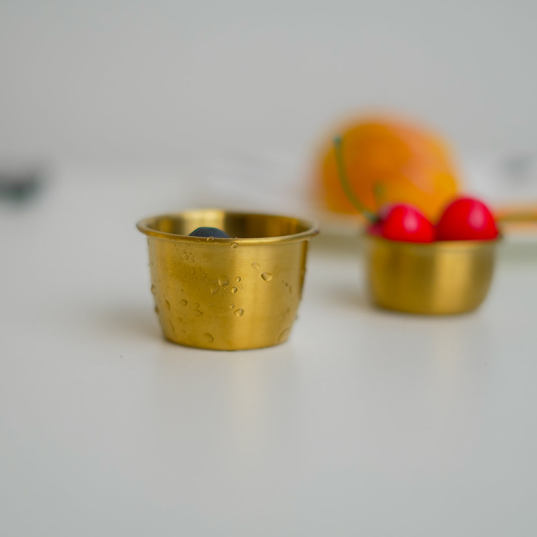 Set of 2 Stainless Steel Dip Bowls with Lids – 40ml & 70ml | Gold & Silver Finish