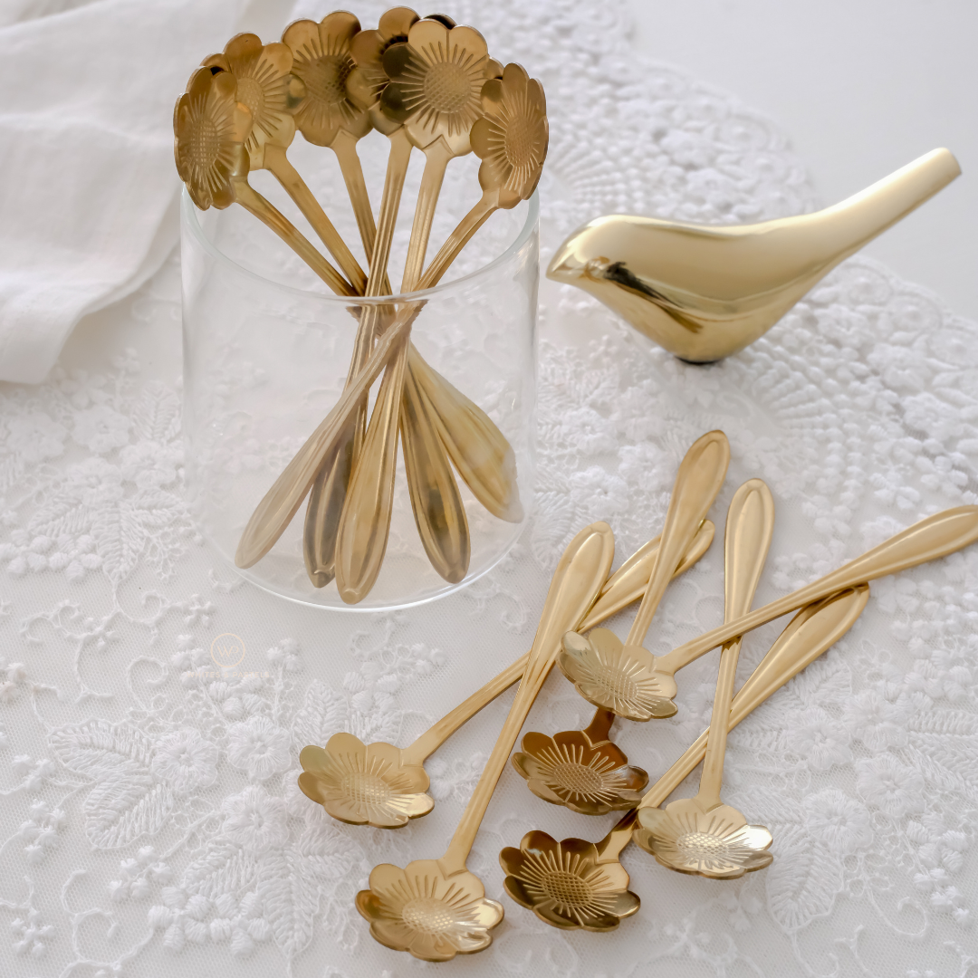 Decorative gold spoon for coffee and cocktails